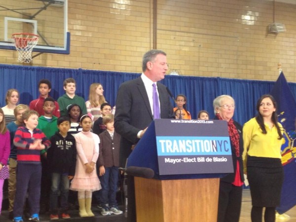 De Blasio at MS 51 via Brad Lander on Twitter