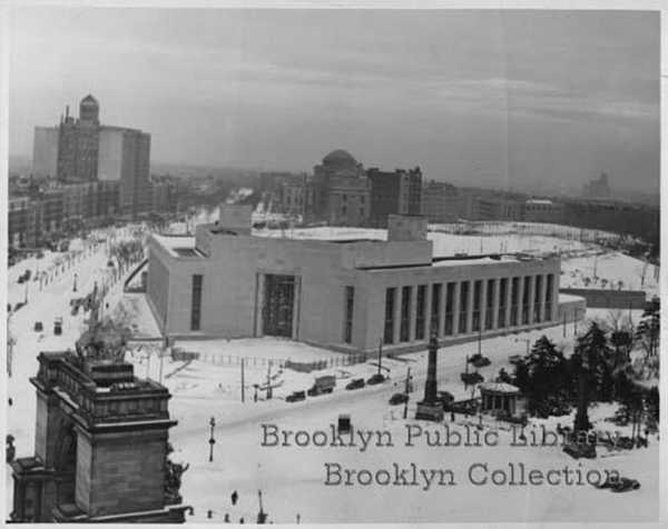 Central Library in Snow, via Brooklyn Public Libaray