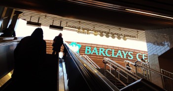 Barclays Center from the subway escalator